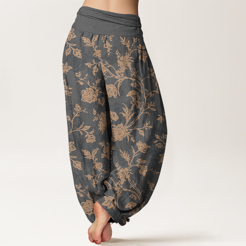 Pantalon harem à taille élastique pour femme, en coton à motif floral et Buddha Stones, couvrant entièrement la peau - image 6