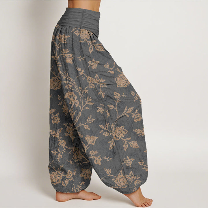 Pantalon harem à taille élastique pour femme, en coton à motif floral et Buddha Stones, couvrant entièrement la peau - image 7
