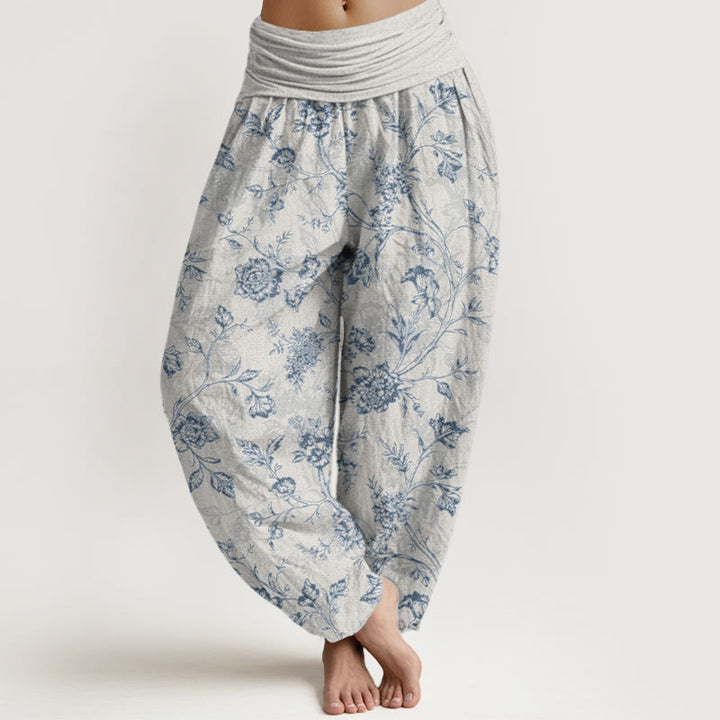 Pantalon harem à taille élastique pour femme, en coton à motif floral et Buddha Stones, couvrant entièrement la peau - Gainsboro - US16，UK/AU20，EU48 (3XL) - image 8
