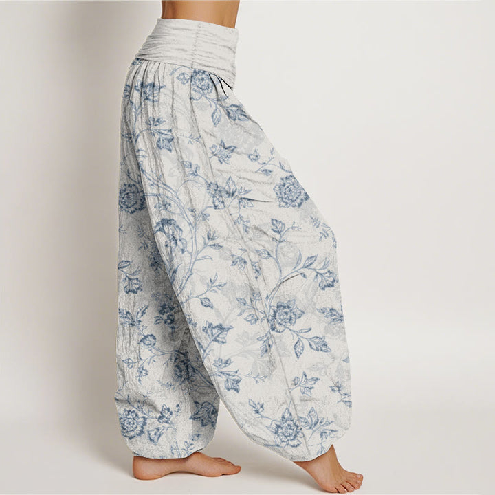 Pantalon harem à taille élastique pour femme, en coton à motif floral et Buddha Stones, couvrant entièrement la peau - image 10