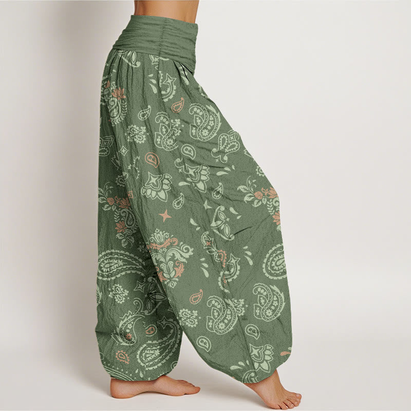 Pantalon harem femme en coton à motif cachemire vintage Buddha Stones, taille élastique - image 2