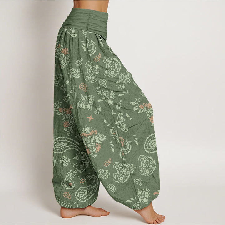 Pantalon harem femme en coton à motif cachemire vintage Buddha Stones, taille élastique - image 2