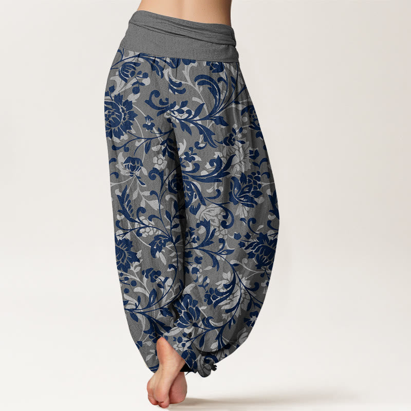 Pantalon harem à taille élastique pour femme, en coton, motif floral discret et luxueux avec Buddha Stones - image 6