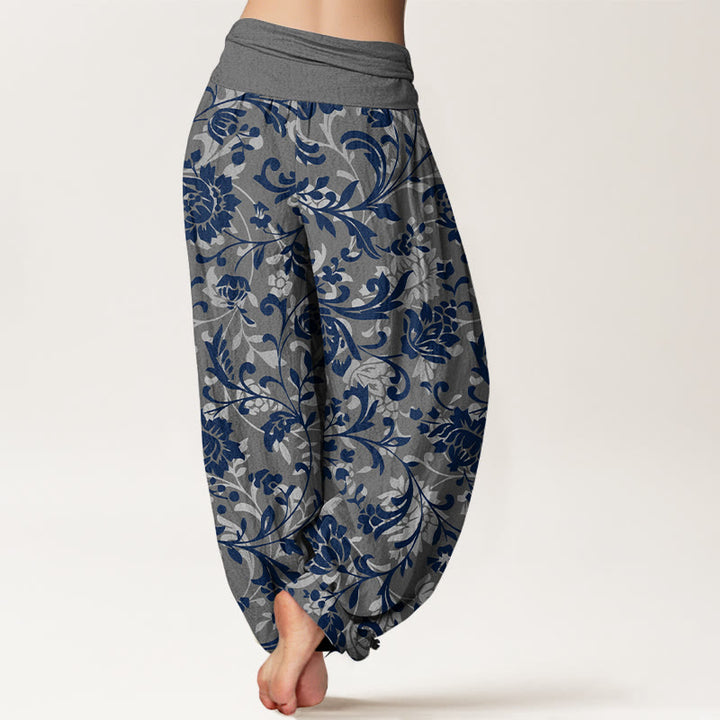 Pantalon harem à taille élastique pour femme, en coton, motif floral discret et luxueux avec Buddha Stones - image 6