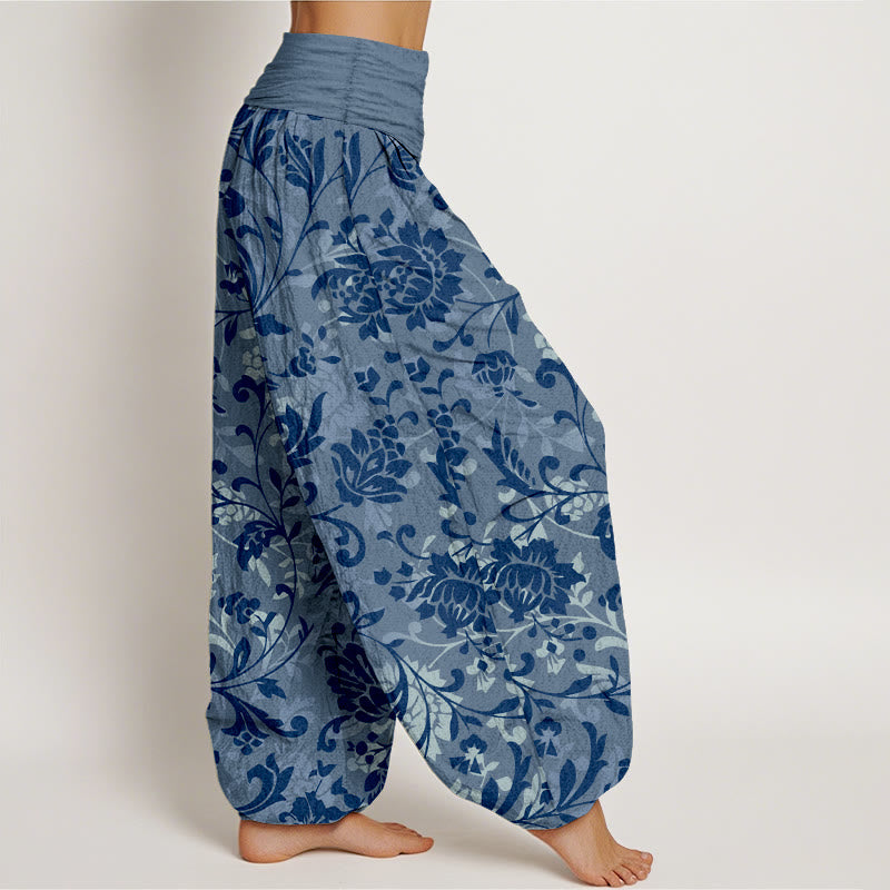 Pantalon harem à taille élastique pour femme, en coton, motif floral discret et luxueux avec Buddha Stones - image 10
