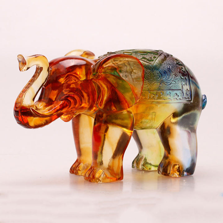 Buddha Stones, cristal Liuli fait main, éléphant, œuvre d'art, sagesse, richesse, décoration intérieure - image 1