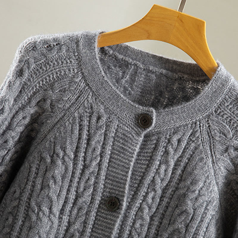 Cardigan en maille de coton à manches longues pour femme, orné de boutons torsadés et de Buddha Stones . - image 18