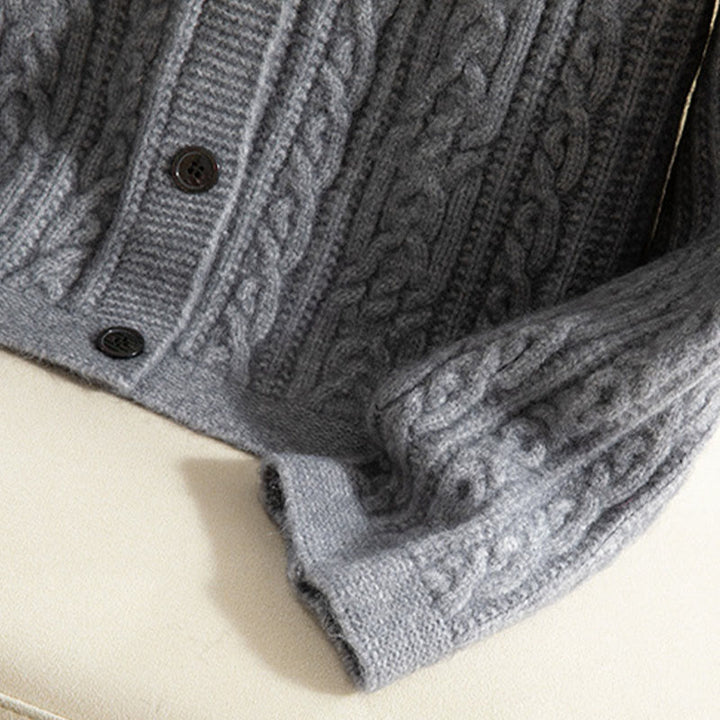 Cardigan en maille de coton à manches longues pour femme, orné de boutons torsadés et de Buddha Stones . - image 26