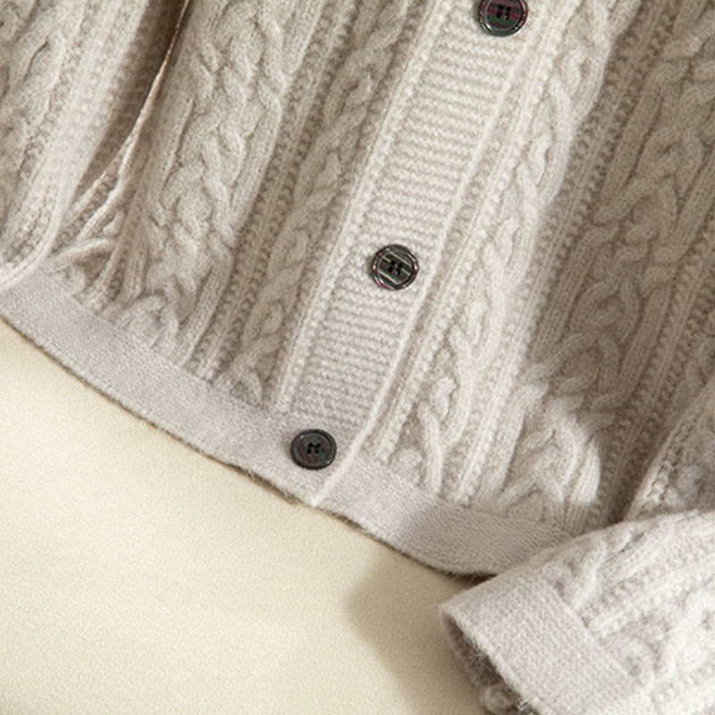 Cardigan en maille de coton à manches longues pour femme, orné de boutons torsadés et de Buddha Stones . - image 38