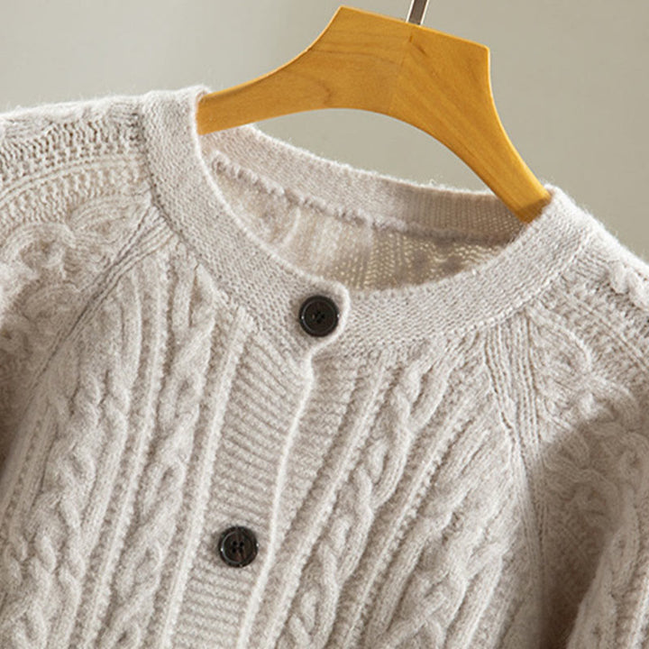 Cardigan en maille de coton à manches longues pour femme, orné de boutons torsadés et de Buddha Stones . - image 33