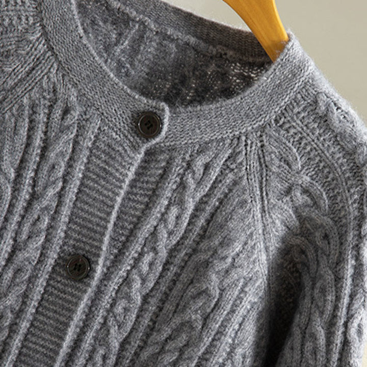 Cardigan en maille de coton à manches longues pour femme, orné de boutons torsadés et de Buddha Stones . - image 19