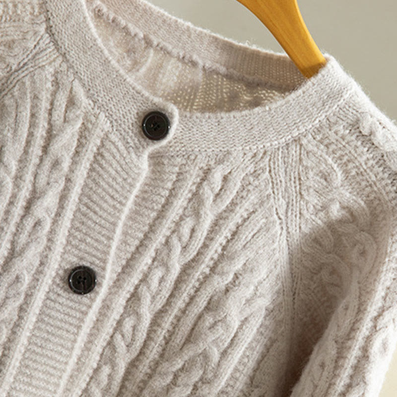 Cardigan en maille de coton à manches longues pour femme, orné de boutons torsadés et de Buddha Stones . - image 34