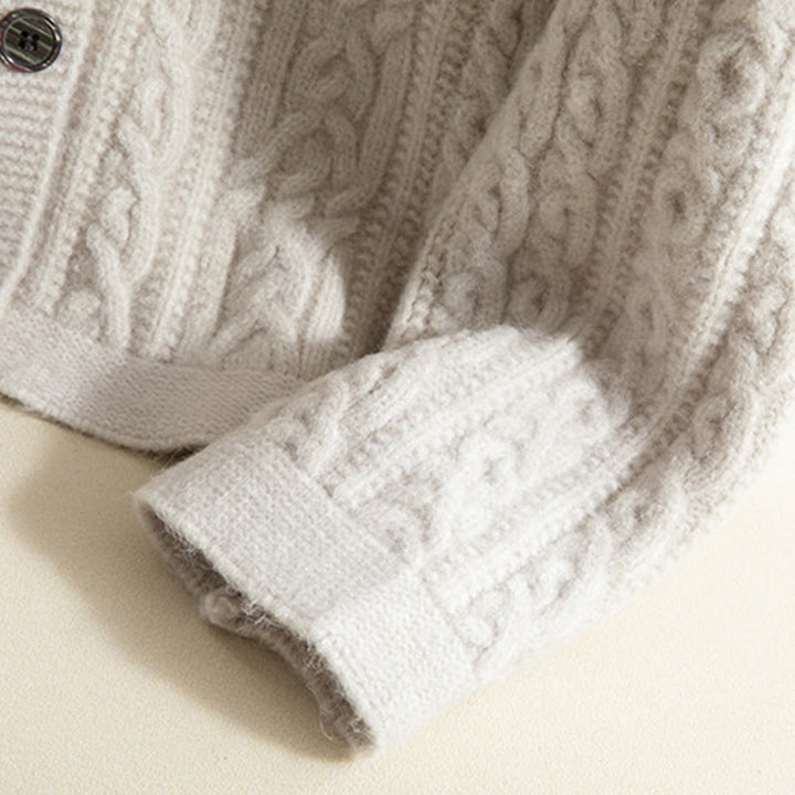 Cardigan en maille de coton à manches longues pour femme, orné de boutons torsadés et de Buddha Stones . - image 42