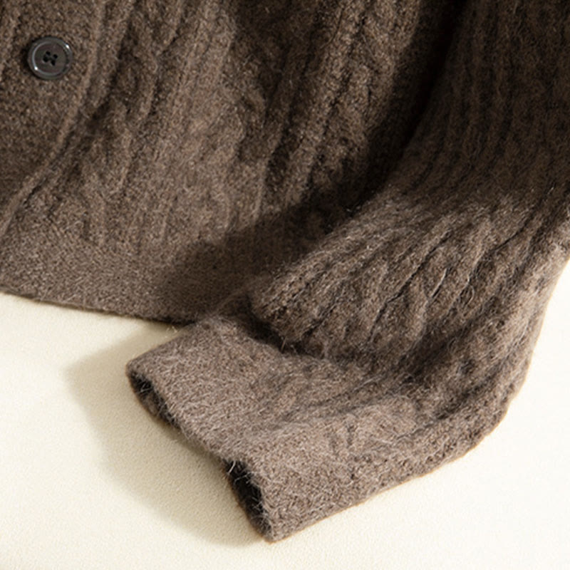 Cardigan en maille de coton à manches longues pour femme, orné de boutons torsadés et de Buddha Stones . - image 9