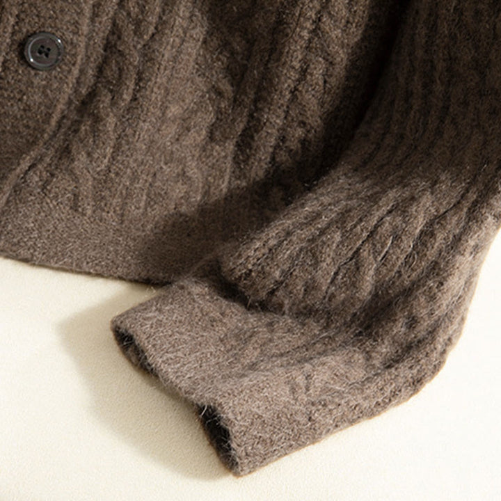 Cardigan en maille de coton à manches longues pour femme, orné de boutons torsadés et de Buddha Stones . - image 9