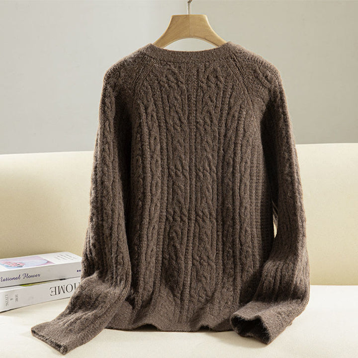 Cardigan en maille de coton à manches longues pour femme, orné de boutons torsadés et de Buddha Stones . - image 1