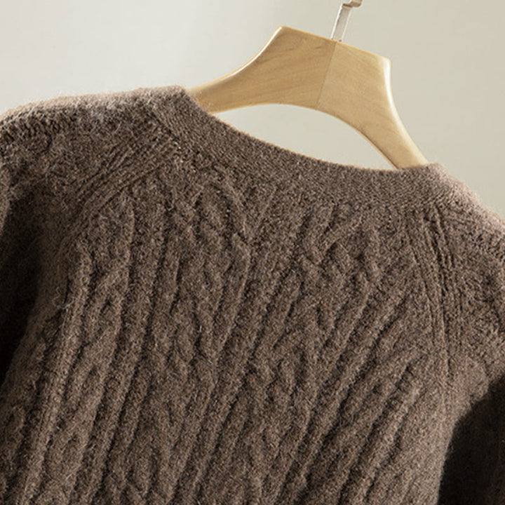 Cardigan en maille de coton à manches longues pour femme, orné de boutons torsadés et de Buddha Stones . - image 5