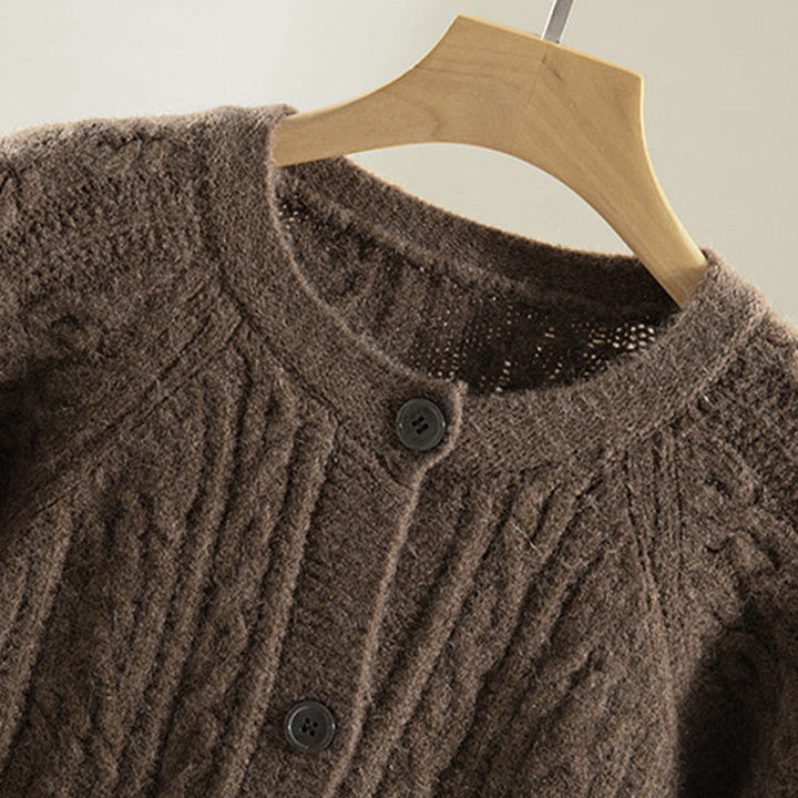 Cardigan en maille de coton à manches longues pour femme, orné de boutons torsadés et de Buddha Stones . - image 2