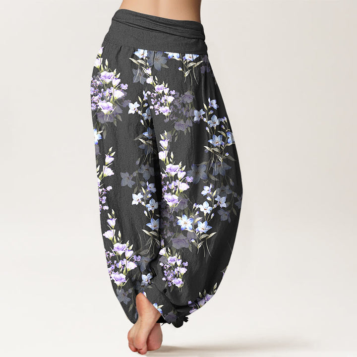 Pantalon harem à taille élastique pour femme, en coton, avec motif d'étoiles, de trompettes et de fleurs, orné de Buddha Stones. - image 1