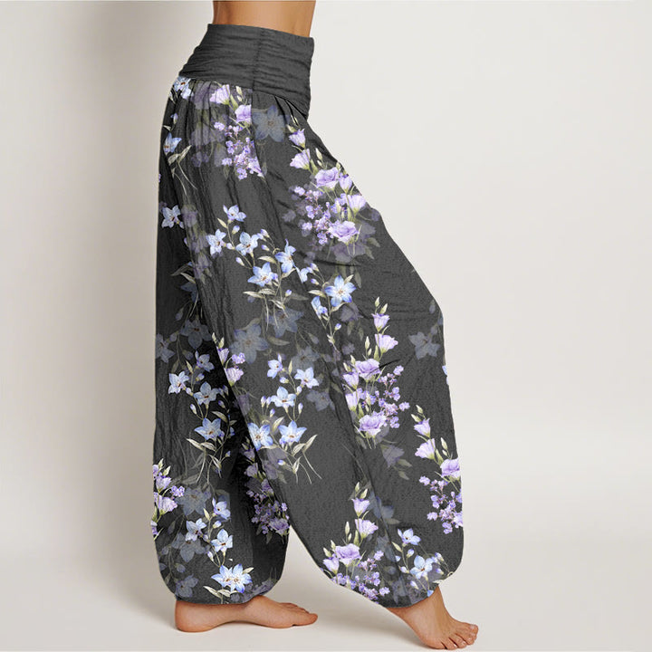 Pantalon harem à taille élastique pour femme, en coton, avec motif d'étoiles, de trompettes et de fleurs, orné de Buddha Stones. - image 2