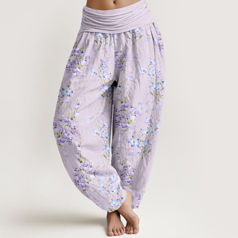 Pantalon harem à taille élastique pour femme, en coton, avec motif d'étoiles, de trompettes et de fleurs, orné de Buddha Stones. - Prune - US16，UK/AU20，EU48 (3XL) - image 8