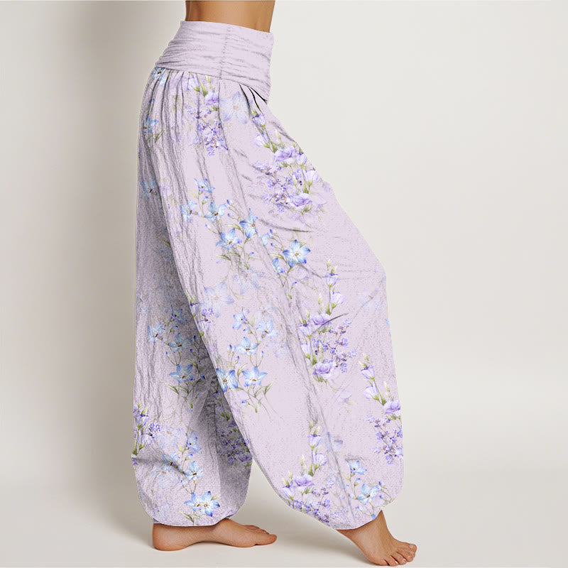 Pantalon harem à taille élastique pour femme, en coton, avec motif d'étoiles, de trompettes et de fleurs, orné de Buddha Stones. - image 10