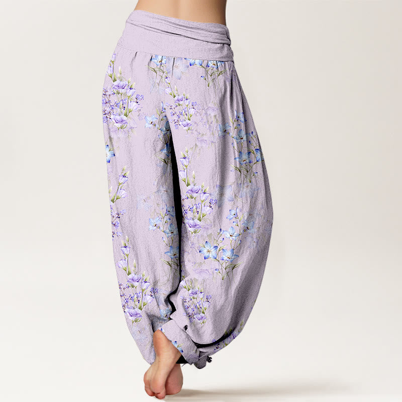 Pantalon harem à taille élastique pour femme, en coton, avec motif d'étoiles, de trompettes et de fleurs, orné de Buddha Stones. - image 9