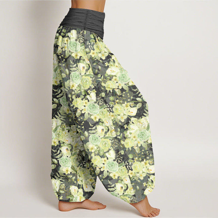 Pantalon harem à taille élastique pour femme, en coton à motif floral champêtre et Buddha Stones - image 10