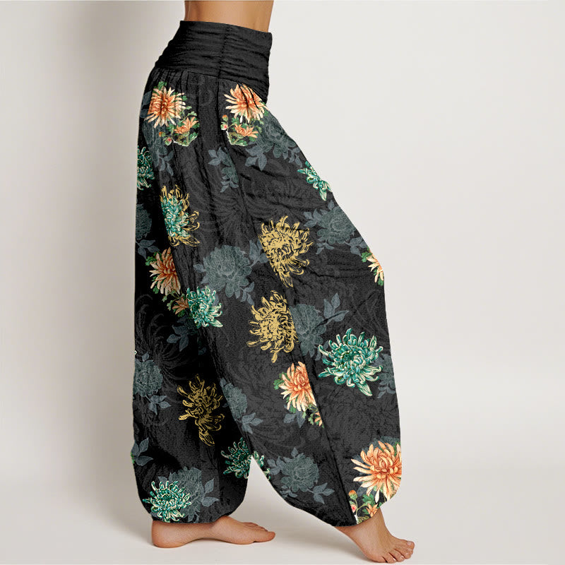 Pantalon harem femme en coton à motif chrysanthème et Buddha Stones , coloris variés, taille élastique - image 7