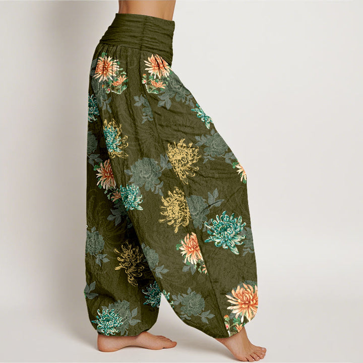 Pantalon harem femme en coton à motif chrysanthème et Buddha Stones , coloris variés, taille élastique - image 10