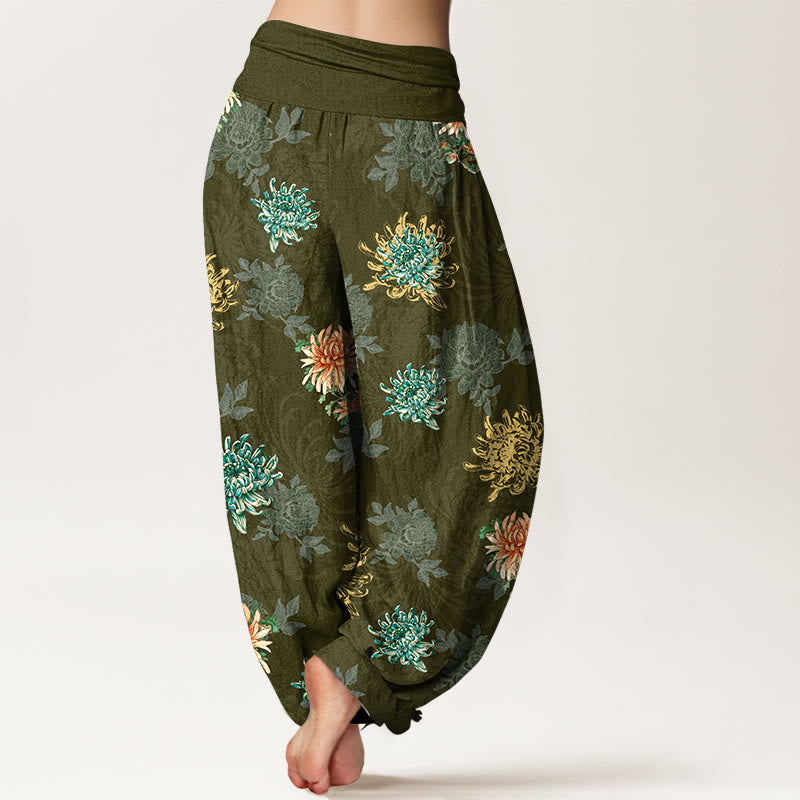 Pantalon harem femme en coton à motif chrysanthème et Buddha Stones , coloris variés, taille élastique - image 9