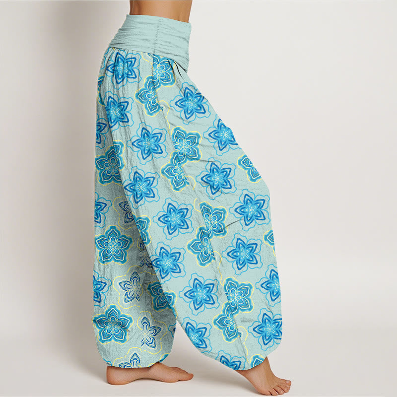 Pantalon harem pour femme en coton à motif floral à cinq pétales, taille élastique, avec Buddha Stones - image 2