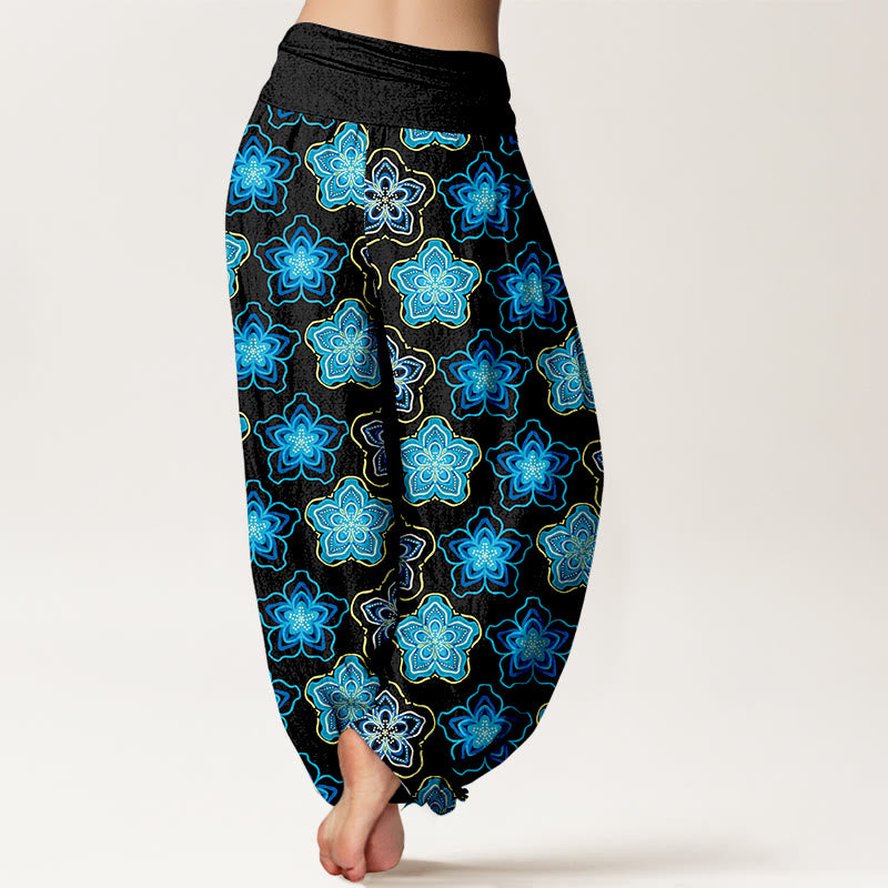 Pantalon harem pour femme en coton à motif floral à cinq pétales, taille élastique, avec Buddha Stones - image 6