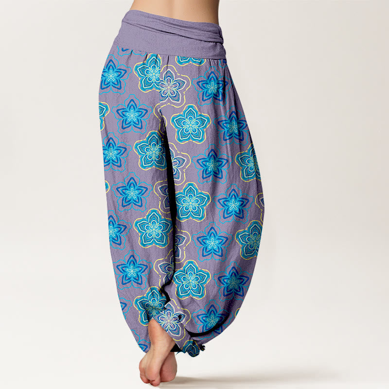 Pantalon harem pour femme en coton à motif floral à cinq pétales, taille élastique, avec Buddha Stones - image 9