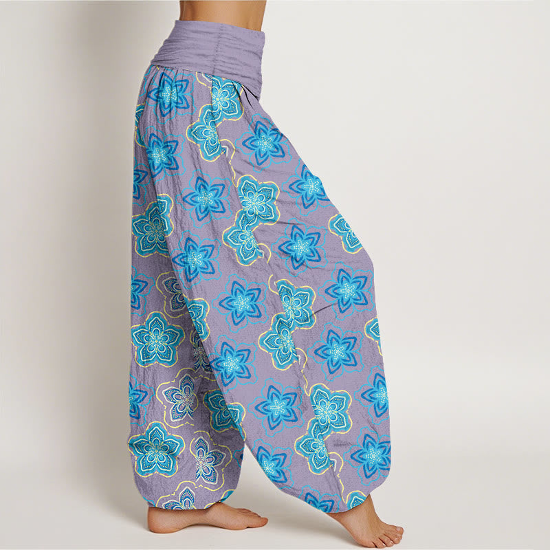 Pantalon harem pour femme en coton à motif floral à cinq pétales, taille élastique, avec Buddha Stones - image 10