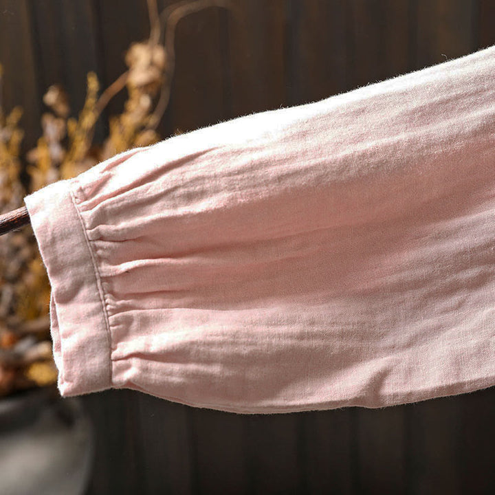 Buddha Stones Chemise en coton à manches longues, col en dentelle et boutons, pour femme, idéale pour le printemps et l'automne. - image 13