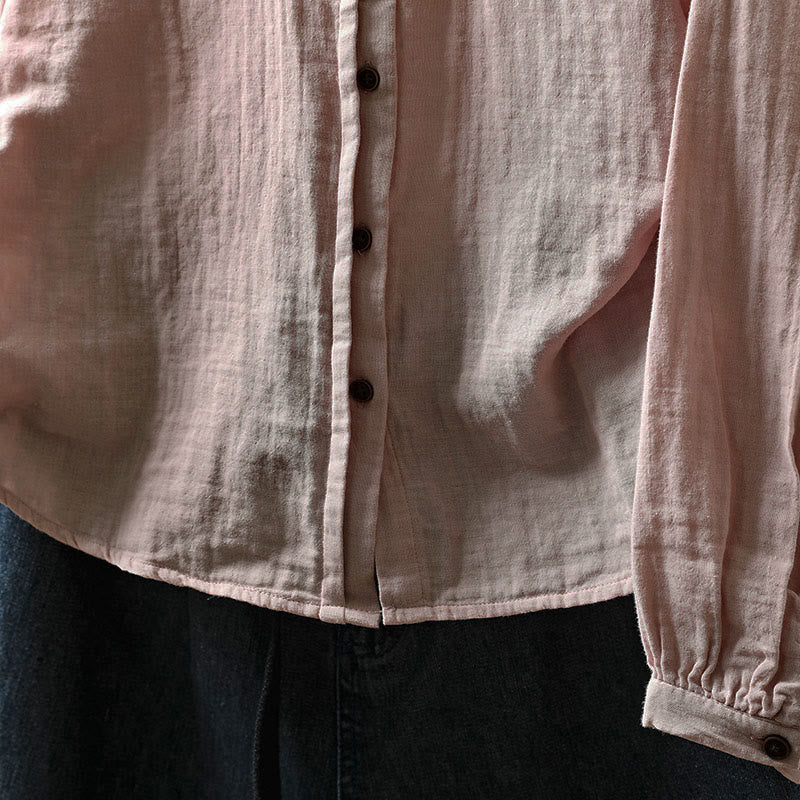 Buddha Stones Chemise en coton à manches longues, col en dentelle et boutons, pour femme, idéale pour le printemps et l'automne. - image 14