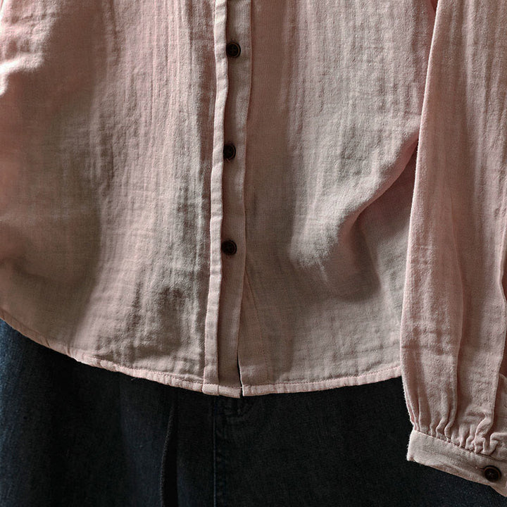 Buddha Stones Chemise en coton à manches longues, col en dentelle et boutons, pour femme, idéale pour le printemps et l'automne. - image 14