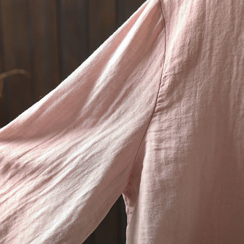 Buddha Stones Chemise en coton à manches longues, col en dentelle et boutons, pour femme, idéale pour le printemps et l'automne. - image 12