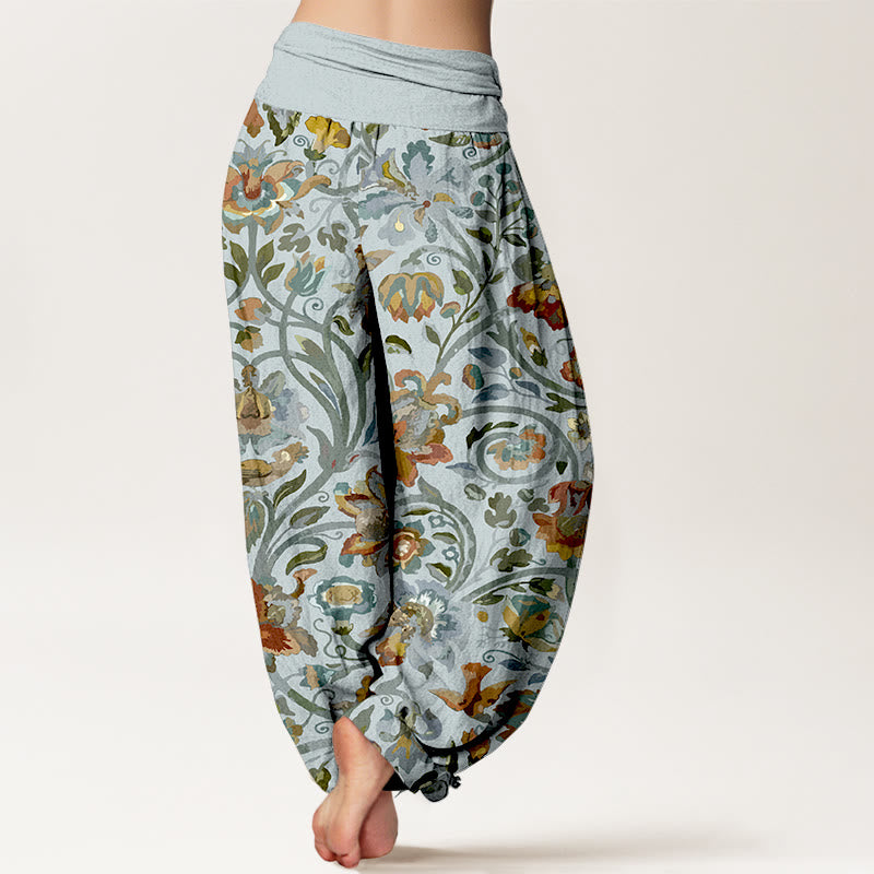 Pantalon harem à taille élastique pour femme, en coton rétro, motif fleurs, vignes et oiseaux, Buddha Stones - image 6