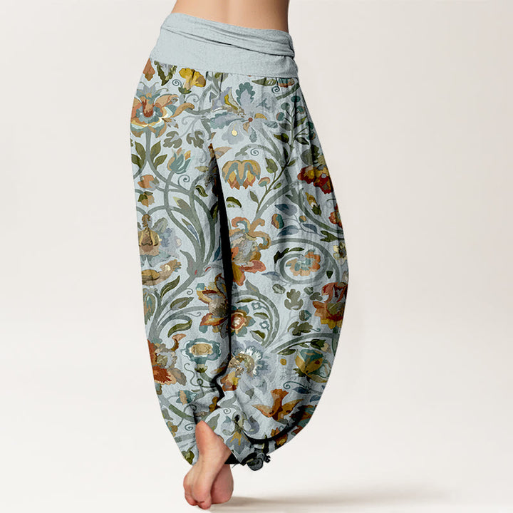 Pantalon harem à taille élastique pour femme, en coton rétro, motif fleurs, vignes et oiseaux, Buddha Stones - image 6