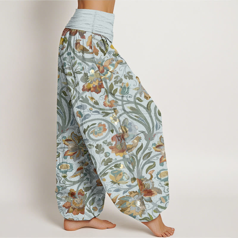 Pantalon harem à taille élastique pour femme, en coton rétro, motif fleurs, vignes et oiseaux, Buddha Stones - image 7