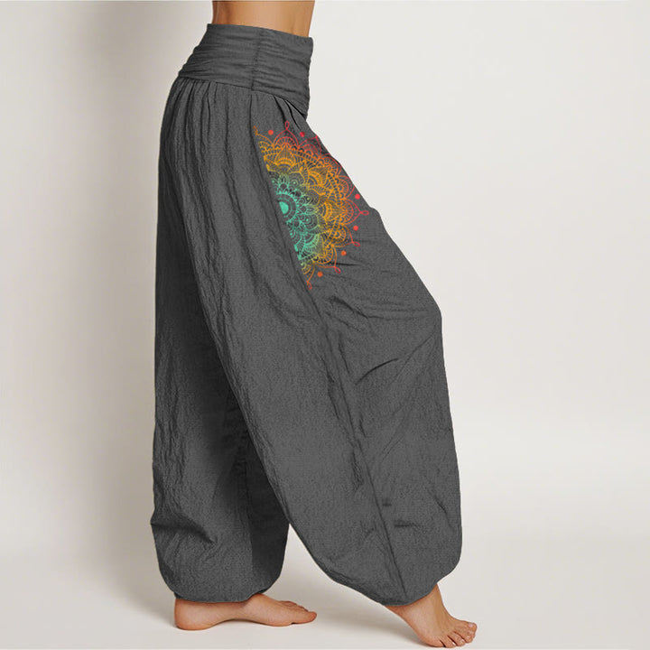 Pantalon harem femme en pur coton, style simple, motif mandala, Buddha Stones - image 10