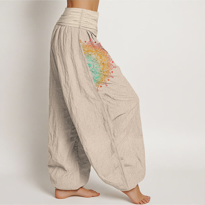 Pantalon harem femme en pur coton, style simple, motif mandala, Buddha Stones - image 13