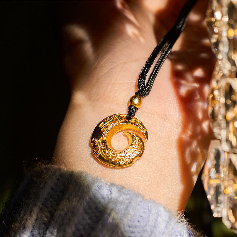 Collier pendentif porte-bonheur en laiton plaqué or 24 carats avec boucle de la paix et corde noire, orné de Buddha Stones. - image 7