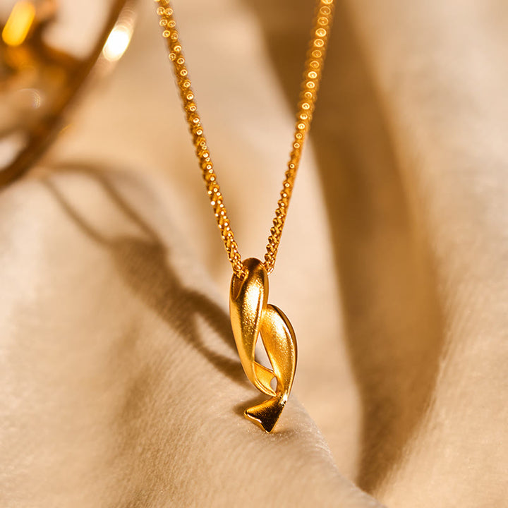 Collier pendentif en laiton plaqué or 24 carats avec deux carpes koï et Buddha Stones - image 3