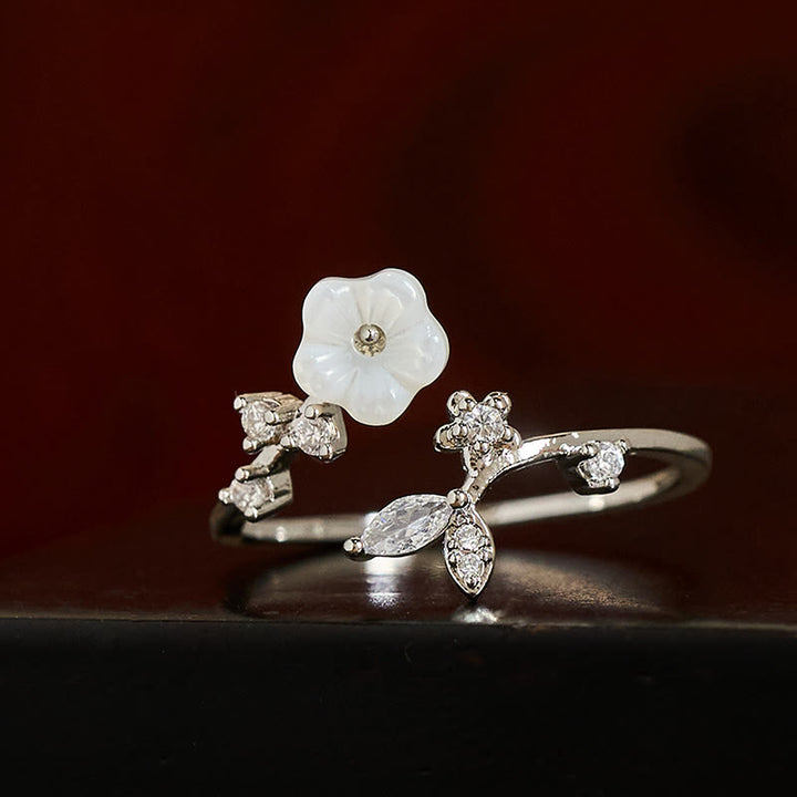 Bague de guérison ajustable en cuivre avec motif de fleur blanche et Buddha Stones - image 15