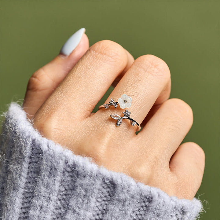 Bague de guérison ajustable en cuivre avec motif de fleur blanche et Buddha Stones - image 20