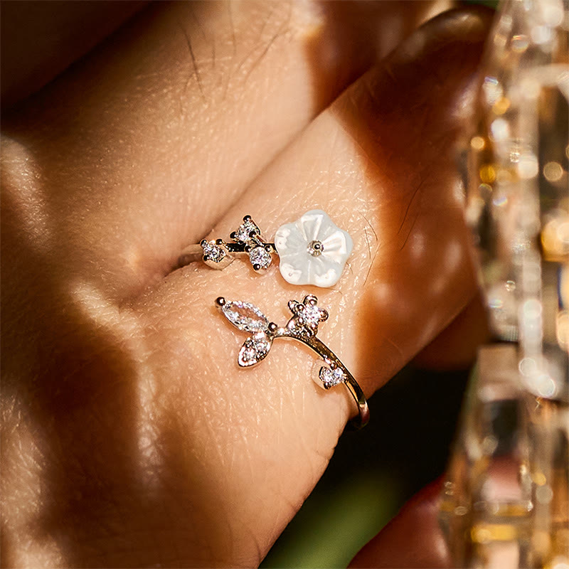 Bague de guérison ajustable en cuivre avec motif de fleur blanche et Buddha Stones - image 18