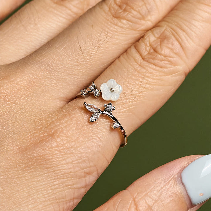 Bague de guérison ajustable en cuivre avec motif de fleur blanche et Buddha Stones - image 19